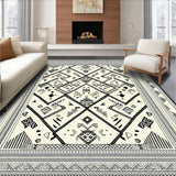 Ultra Soft Area Rug, Non Slip, Stain Resistant, Washable Area Rugs for Living Room, Bedroom, Artistic Vintage Geometric Fusion(White)