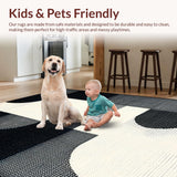 Ultra Soft Area Rug, Non Slip, Stain Resistant, Washable Area Rugs for Living Room, Bedroom, Contemporary Black Ivory Aesthetic(Black)