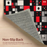 Ultra Soft Area Rug, Non Slip, Stain Resistant, Washable Area Rugs for Living Room, Bedroom, Quirky Black Geometric Motif(Black)