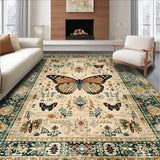 Ultra Soft Area Rug, Non Slip, Stain Resistant, Washable Area Rugs for Living Room, Bedroom, Modern Artistic Insect Arrangement(Beige)