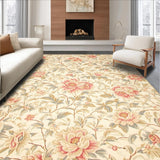 Vibrant Floral Area with Intricate Beige and Taupe(Beige)