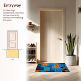 Ultra Soft Area Rug, Non Slip, Stain Resistant, Washable Area Rugs for Living Room, Bedroom, Whimsical Colorful Gaming Design(Blue)