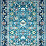 Ultra Soft Area Rug, Non Slip, Stain Resistant, Washable Area Rugs for Living Room, Bedroom, Rustic Coastal Trellis Design(Blue)
