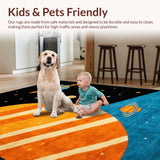 Ultra Soft Area Rug, Non Slip, Stain Resistant, Washable Area Rugs for Living Room, Bedroom, Vibrant Cosmic Exploration Motif(Black)