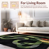 Ultra Soft Area Rug, Non Slip, Stain Resistant, Washable Area Rugs for Living Room, Bedroom, Chic Modernist Black Design(Black)