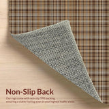Ultra Soft Area Rug, Non Slip, Stain Resistant, Washable Area Rugs for Living Room, Bedroom, Chic Contemporary Plaid Aesthetic(Brown)