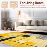 Ultra Soft Area Rug, Non Slip, Stain Resistant, Washable Area Rugs for Living Room, Bedroom, Dynamic Contemporary Color Burst(Yellow)