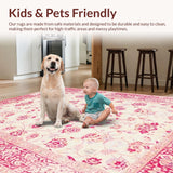 Ultra Soft Area Rug, Non Slip, Stain Resistant, Washable Area Rugs for Living Room, Bedroom, Artful Watercolor Flower Composition(Ivory)