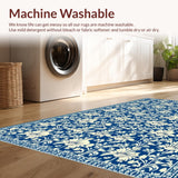 Ultra Soft Area Rug, Non Slip, Stain Resistant, Washable Area Rugs for Living Room, Bedroom, Elegant Damask Front Porch Stain-Resistant Rug(Blue)