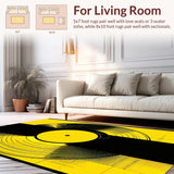 Ultra Soft Area Rug, Non Slip, Stain Resistant, Washable Area Rugs for Living Room, Bedroom, Eclectic Geometric Soundwave Illustration(Yellow)