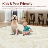 Ultra Soft Area Rug, Non Slip, Stain Resistant, Washable Area Rugs for Living Room, Bedroom, Rustic Textured Diamond Pattern(Beige)