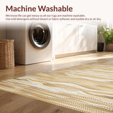 Ultra Soft Area Rug, Non Slip, Stain Resistant, Washable Area Rugs for Living Room, Bedroom, Chic Tan Scalloped Design(Beige)