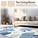 Ultra Soft Area Rug, Non Slip, Stain Resistant, Washable Area Rugs for Living Room, Bedroom, Soft Pastel Animal Theme Decor(Blue)