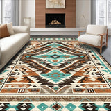 Ultra Soft Area Rug, Non Slip, Stain Resistant, Washable Area Rugs for Living Room, Bedroom, Soft Textured Vintage Ethnic Pattern(Brown)