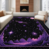Ultra Soft Area Rug, Non Slip, Stain Resistant, Washable Area Rugs for Living Room, Bedroom, Cosmic Whimsical Star Motif(Purple)