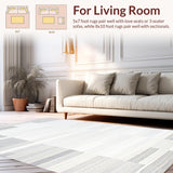 Ultra Soft Area Rug, Non Slip, Stain Resistant, Washable Area Rugs for Living Room, Bedroom, Textured Neutral Geometric Layers(Beige)