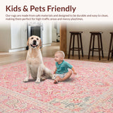 Ultra Soft Area Rug, Non Slip, Stain Resistant, Washable Area Rugs for Living Room, Bedroom, Tranquil Earthy Tone Harmony(Pink)