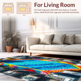 Ultra Soft Area Rug, Non Slip, Stain Resistant, Washable Area Rugs for Living Room, Bedroom, Vibrant City Road Educational Playroom Rug(Blue)