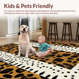 Ultra Soft Area Rug, Non Slip, Stain Resistant, Washable Area Rugs for Living Room, Bedroom, Playful Rustic Safari Design(Brown)
