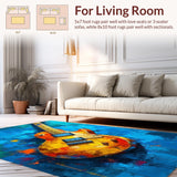 Ultra Soft Area Rug, Non Slip, Stain Resistant, Washable Area Rugs for Living Room, Bedroom, Rustic Circle Instrument Illustration(Yellow)