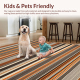 Ultra Soft Area Rug, Non Slip, Stain Resistant, Washable Area Rugs for Living Room, Bedroom, Contemporary Warm Toned Weave(Orange)