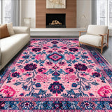Ultra Soft Area Rug, Non Slip, Stain Resistant, Washable Area Rugs for Living Room, Bedroom, Geometric Tribal Dorm Rug Non Slip Design(Pink)