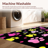 Ultra Soft Area Rug, Non Slip, Stain Resistant, Washable Area Rugs for Living Room, Bedroom, Eclectic Puppy Paw Pattern Composition(Black)