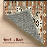 Ultra Soft Area Rug, Non Slip, Stain Resistant, Washable Area Rugs for Living Room, Bedroom, Tribal Textured Earthy Palette(Brown)