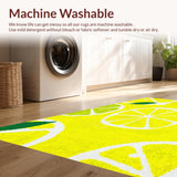 Ultra Soft Area Rug, Non Slip, Stain Resistant, Washable Area Rugs for Living Room, Bedroom, Fresh Lemon Motif Bath Accessory(Yellow)