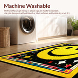 Ultra Soft Area Rug, Non Slip, Stain Resistant, Washable Area Rugs for Living Room, Bedroom, Trippy Monochrome Abstract Design(Yellow)