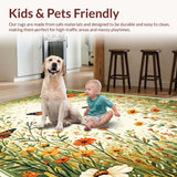 Ultra Soft Area Rug, Non Slip, Stain Resistant, Washable Area Rugs for Living Room, Bedroom, Artistic Floral Fantasy Theme(Ivory)