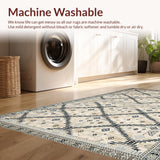 Ultra Soft Area Rug, Non Slip, Stain Resistant, Washable Area Rugs for Living Room, Bedroom, Geometric Diamond Pattern Elegance(Beige)