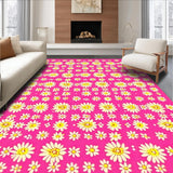 Ultra Soft Area Rug, Non Slip, Stain Resistant, Washable Area Rugs for Living Room, Bedroom, Lively Springtime Botanical Touch(Pink)