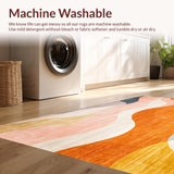 Ultra Soft Area Rug, Non Slip, Stain Resistant, Washable Area Rugs for Living Room, Bedroom, Estrella Collection Colorful Gradient Swirl Abstract Art Area Rug(Orange)