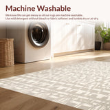 Ultra Soft Area Rug, Non Slip, Stain Resistant, Washable Area Rugs for Living Room, Bedroom, Elegant Lantern Beige Entry Mat Geometric Patterned Door(Beige)