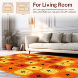 Ultra Soft Area Rug, Non Slip, Stain Resistant, Washable Area Rugs for Living Room, Bedroom, 70s Orange Abstract Living Room Non-Slip Rug(Orange)