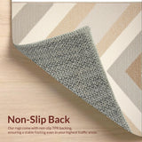 Ultra Soft Area Rug, Non Slip, Stain Resistant, Washable Area Rugs for Living Room, Bedroom, Handmade Chevron Neutral Living Room Rug(Beige)
