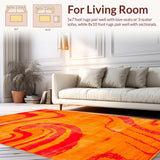 Ultra Soft Area Rug, Non Slip, Stain Resistant, Washable Area Rugs for Living Room, Bedroom, Chic Fuzzy Rustic Vibe Accents(Orange)