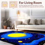 Ultra Soft Area Rug, Non Slip, Stain Resistant, Washable Area Rugs for Living Room, Bedroom, Cosmic Alphabetic Playful Motif(Yellow)