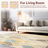 Ultra Soft Area Rug, Non Slip, Stain Resistant, Washable Area Rugs for Living Room, Bedroom, Abstract Rhombus Contemporary Beige Geometric Area(Yellow)
