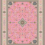 Ultra Soft Area Rug, Non Slip, Stain Resistant, Washable Area Rugs for Living Room, Bedroom, Elegant Floral Patterned Ensemble(Pink)