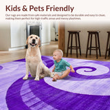 Ultra Soft Area Rug, Non Slip, Stain Resistant, Washable Area Rugs for Living Room, Bedroom, Elegant Cozy Fluid Patterns(Purple)