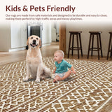 Ultra Soft Area Rug, Non Slip, Stain Resistant, Washable Area Rugs for Living Room, Bedroom, Warm Earth Tone Symmetrical Layout(Brown)