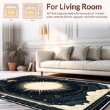 Ultra Soft Area Rug, Non Slip, Stain Resistant, Washable Area Rugs for Living Room, Bedroom, Elegant Minimalist Lunar Design(Black)