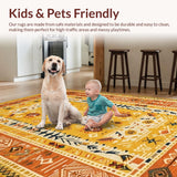Ultra Soft Area Rug, Non Slip, Stain Resistant, Washable Area Rugs for Living Room, Bedroom, Artisanal Crochet Insert Feature(Yellow)