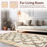 Ultra Soft Area Rug, Non Slip, Stain Resistant, Washable Area Rugs for Living Room, Bedroom, Whimsical Earthy Trellis Aesthetic(Beige)