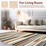 Ultra Soft Area Rug, Non Slip, Stain Resistant, Washable Area Rugs for Living Room, Bedroom, Modern Chic Linear Arrangement(Beige)
