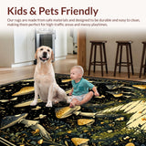 Ultra Soft Area Rug, Non Slip, Stain Resistant, Washable Area Rugs for Living Room, Bedroom, Enchanting Witchy Mushroom Tapestry(Black)