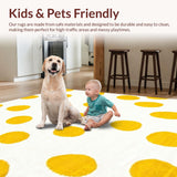 Ultra Soft Area Rug, Non Slip, Stain Resistant, Washable Area Rugs for Living Room, Bedroom, Cute Cheerful Modern Illustration(Yellow)