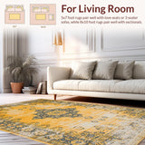 Ultra Soft Area Rug, Non Slip, Stain Resistant, Washable Area Rugs for Living Room, Bedroom, Colorful Abstract Patterned Delight(Yellow)